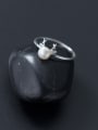 thumb Trendy Open Design Deer Shaped Artificial Pearl S925 Silver Ring 1