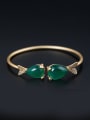 thumb Ethnic style Double Fish Green Jades 925 Silver Bangle 0