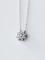 thumb Elegant Snowflake Shaped Rhinestones S925 Silver Necklace 0