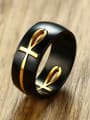 thumb Stainless Steel With Gun Plated Personality Cross Band Rings 0