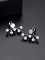 thumb Copper With Gun Plated Trendy Cubic Zirconia  Flower Stud Earrings 0