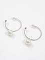 thumb Simple White Artificial Pearl Silver Women Earrings 0