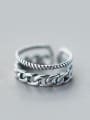 thumb S925 Silver Retro Double LayerTwist Opening Stacking Ring 2