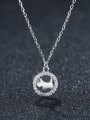 thumb 925 Sterling Silver With Platinum Plated Cute Hollow Round  Dog Necklaces 0
