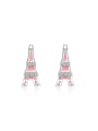 thumb Color Glue Eiffel Tower Shaped Stud Earrings 0