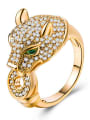 thumb Copper With White Gold Plated Personality leopard Statement Rings 2