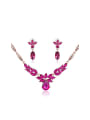 thumb Alloy Rose Gold Plated Fashion Flower-shaped Artificial Gemstone Two Pieces Jewelry Set 0