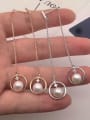 thumb Freshwater Pearl Round Drop threader earring 2