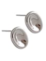 thumb 925 Sterling Silver With Glossy Simplistic Geometric Oval Stud Earrings 0