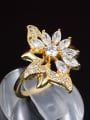 thumb Shimmering 18K Gold Plated Flower Shaped Zircon Ring 1