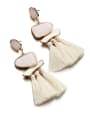 thumb Elegant Geometric Glass Stone Tassel Drop Earrings 1