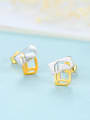 thumb 925 Sterling Silver With Glossy  Simplistic Irregular Stud Earrings 3