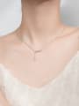 thumb 925 Sterling Silver With Platinum Plated Simplistic  Smooth  Bowknot Necklaces 1