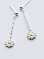 thumb 925 Sterling Silver With Silver Plated Cute Flower Drop Earrings 0