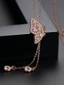 thumb Copper inlaid AAA zircon color butterfly adjustable necklace 2