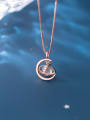 thumb 925 Sterling Silver With Rose Gold Plated Simplistic Planet Necklaces 1