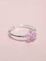 thumb Elegant Pink Enamel Flower 925 Silver Opening Ring 0