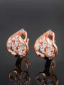 thumb Exquisite Rose Gold Plated Geometric Shaped Zircon Clip Earrings 1