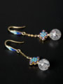 thumb Ethnic style White Crystal Little Chinese Knot 925 Silver Earrings 2