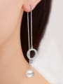 thumb Fashion Imitation Pearl Hollow Round Cubic Zirconias Line Earrings 1