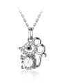 thumb 925 Sterling Silver With Platinum Plated Cute Mouse Pendant Necklaces 3