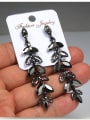 thumb Stainless Steel With Inserted drill  Luxury Leaf Earrings 1