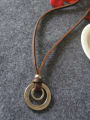 thumb Double Round Shaped Cownhide Leather Necklace 0