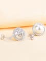 thumb 925 Silver Artificial Pearl Cubic Rhinestones Stud Earrings 2