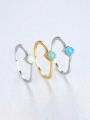 thumb 925 Sterling Silver With Opal Simplistic Round Band Rings 2