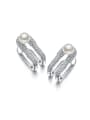 thumb Micro-inlaid AAA zircon U-shaped imitation pearls  Earrings 0