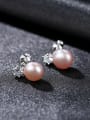 thumb Sterling silver small simple natural pearl earrings 2