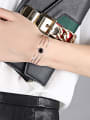 thumb Fashion Black Round Rhinestones Opening Bangle 1