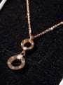 thumb Rose Gold Rhinestone Stainless Steel  Double Loop Shaped Necklace 2