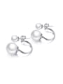 thumb Women Elegant Artificial Pearl Titanium Drop Earrings 0