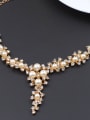 thumb Fashion Elegant Gold Plated Imitation Pearls Rhinestones Necklace 1