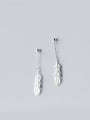 thumb S925 Silver Simple Fashion Feather threader earring 0