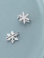 thumb 925 Sterling Silver With Platinum Plated Simplistic   Snowflake  Clip On Earrings 0
