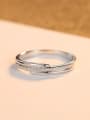 thumb 925 Sterling Silver With Platinum Plated Simplistic Line Band Rings 2