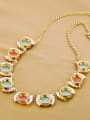 thumb Colorful Beads Artificial Gemstone Alloy Necklace 2