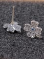 thumb Spinel Blue Leaves S925 Sterling Silver Ear Needle stud Earring 1