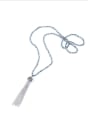 thumb Glass Beads Long Sweater Polyamide Tassel Necklace 0