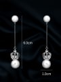 thumb Copper With  Artificial Pearl  Simplistic Crown Threader Earrings 1