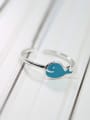 thumb Simple Tiny Blue Dolphin 925 Silver Glue Opening Ring 0