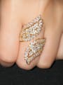 thumb Copper With  Cubic Zirconia Personality Leaf Statement Rings 1