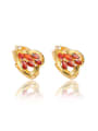 thumb Red 18K Gold Plated Heart Shaped Zircon Clip Earrings 0