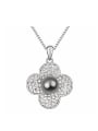 thumb Simple Tiny White Crystals-covered Flower Imitation Pearl Alloy Necklace 1
