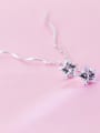 thumb Temperament Star Shaped Shimmering Zircon Silver Line Earrings 1