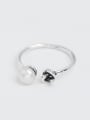 thumb Artificial Pearl Little Knot Opening Ring 0