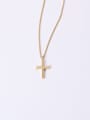thumb Titanium With Gold Plated Simplistic Smooth Cross Necklaces 3