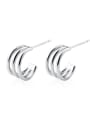 thumb 925 Sterling Silver With Platinum Plated Simplistic Irregular Stud Earrings 3